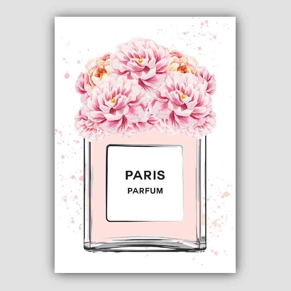 Blush Pink Paris Perfume Bottle and Peonies Poster