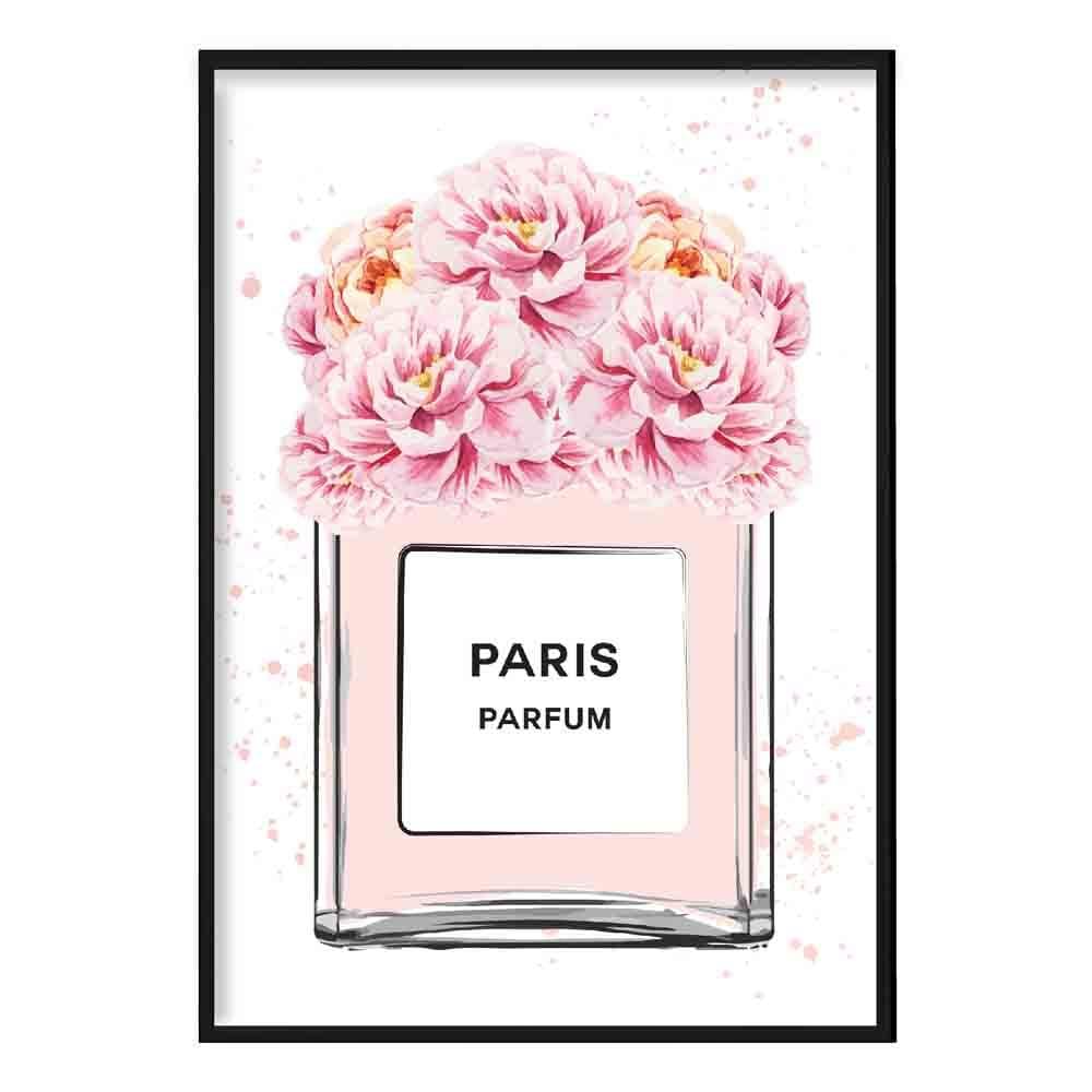 Blush Pink Paris Perfume Bottle and Peonies Poster – Artze Wall Art