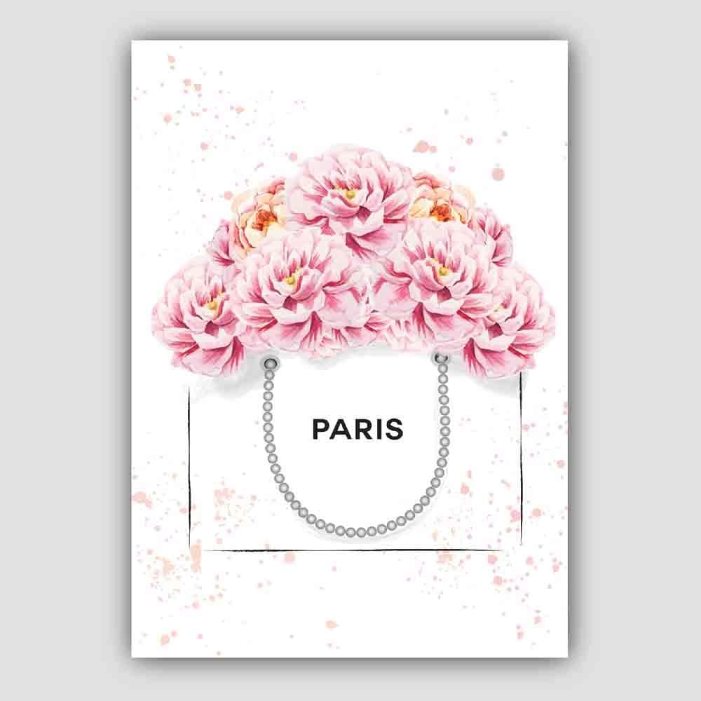Blush Pink Paris Shopping Bag and Peonies Poster