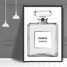 Grey and Black Paris Perfume Bottle Splashes Poster