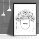 Grey Paris Shopping Bag and Peonies Poster