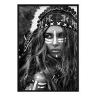 Black & White Photo Warrior Woman Face Print