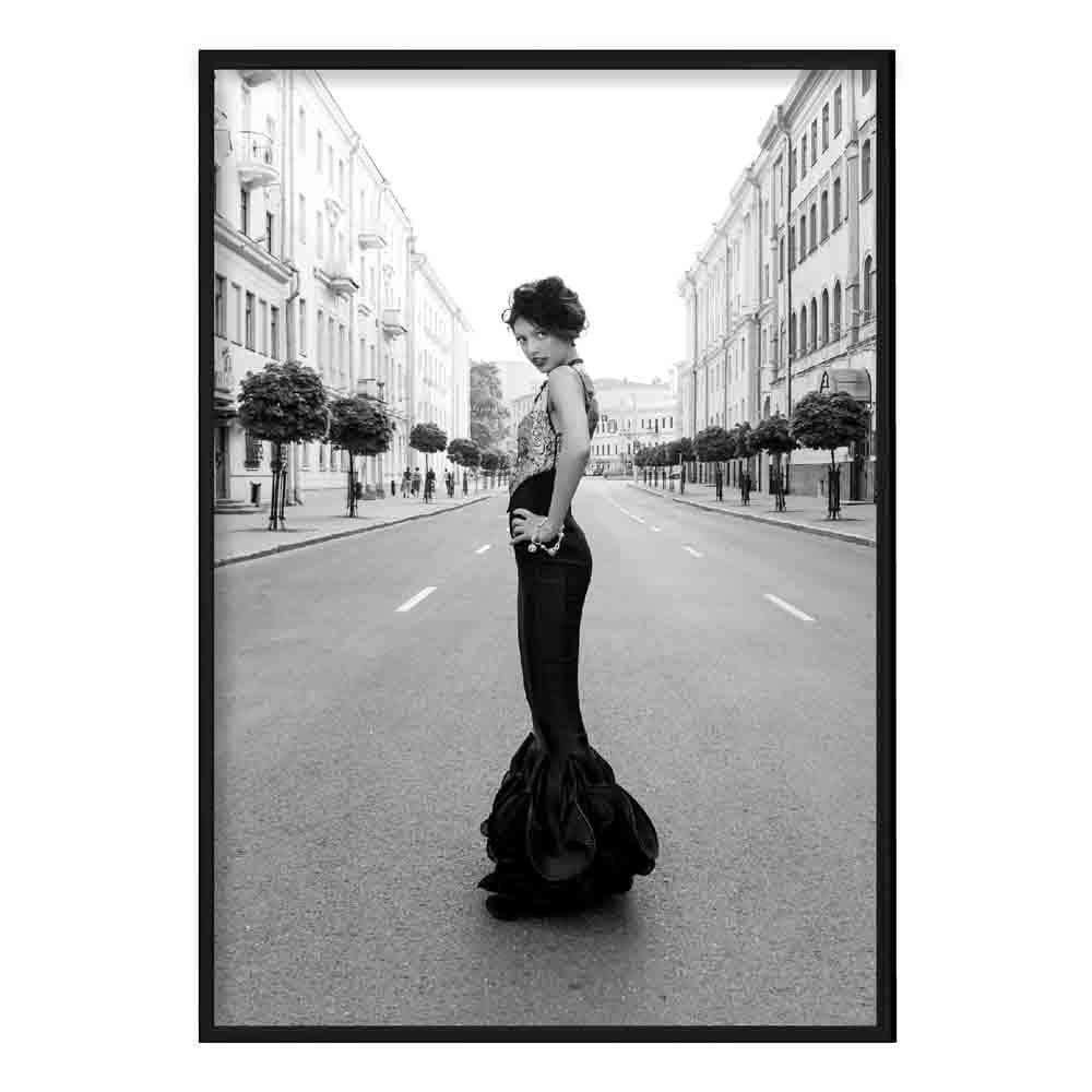 Black & White Fashion Woman, Paris Street Poster