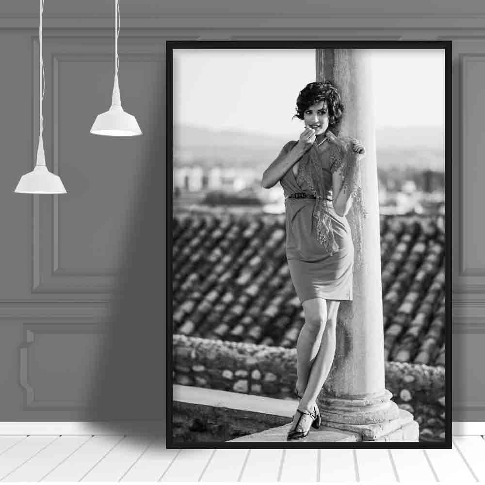 Black & White Fashion Woman, Paris Rooftop Poster