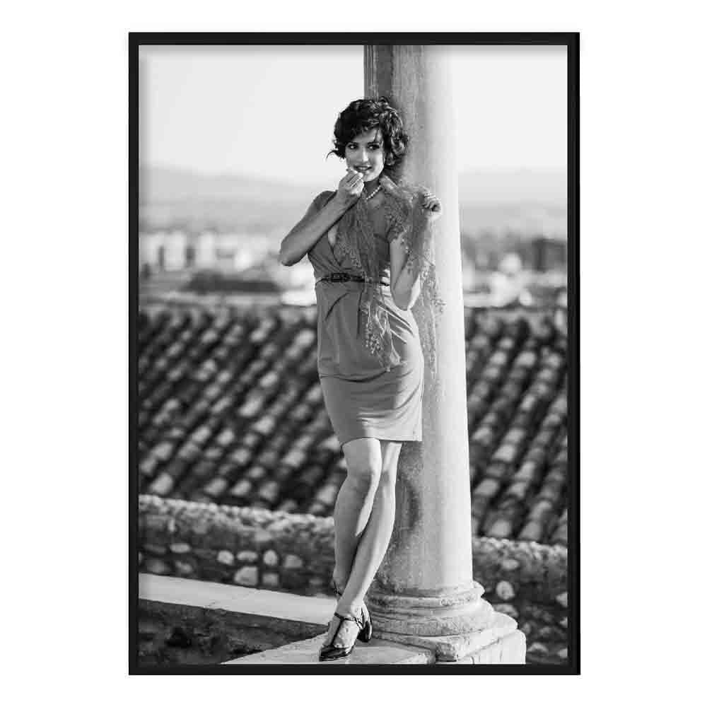 Black & White Fashion Woman, Paris Rooftop Poster