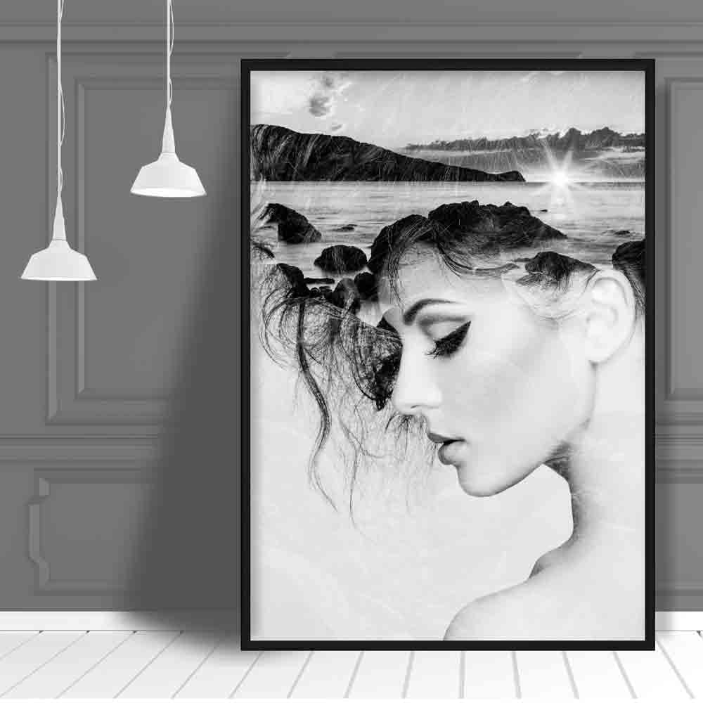 Black & White Abstract Photo Woman Beach Print