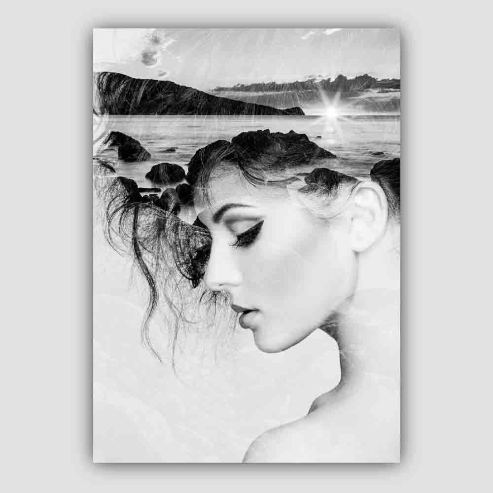 Black & White Abstract Photo Woman Beach Print