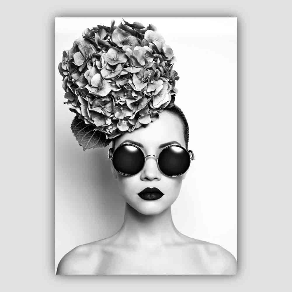 Woman Sunglasses & Flowers Photo Print