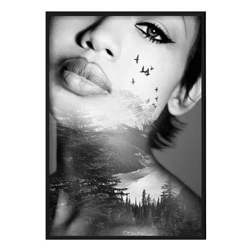 Black & White Abstract Photo Woman Forest Print