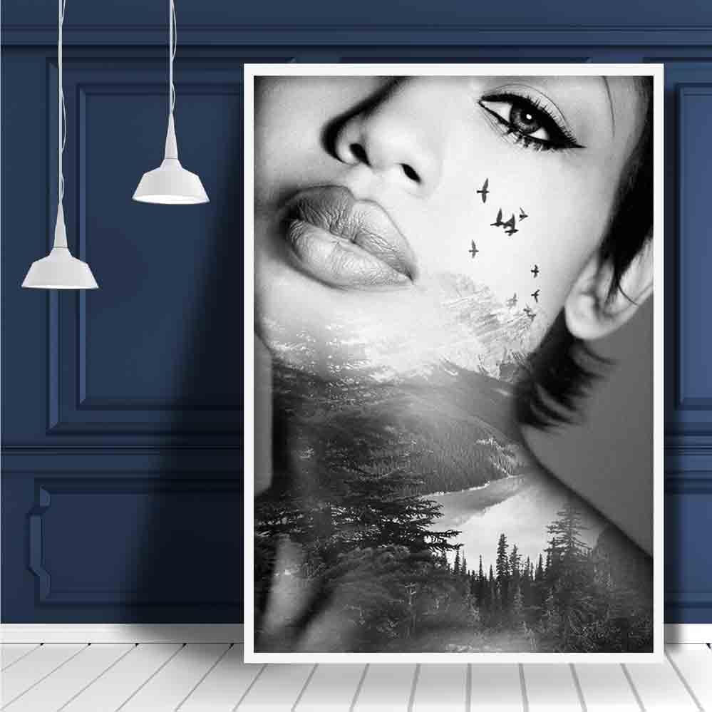 Black & White Abstract Photo Woman Forest Print