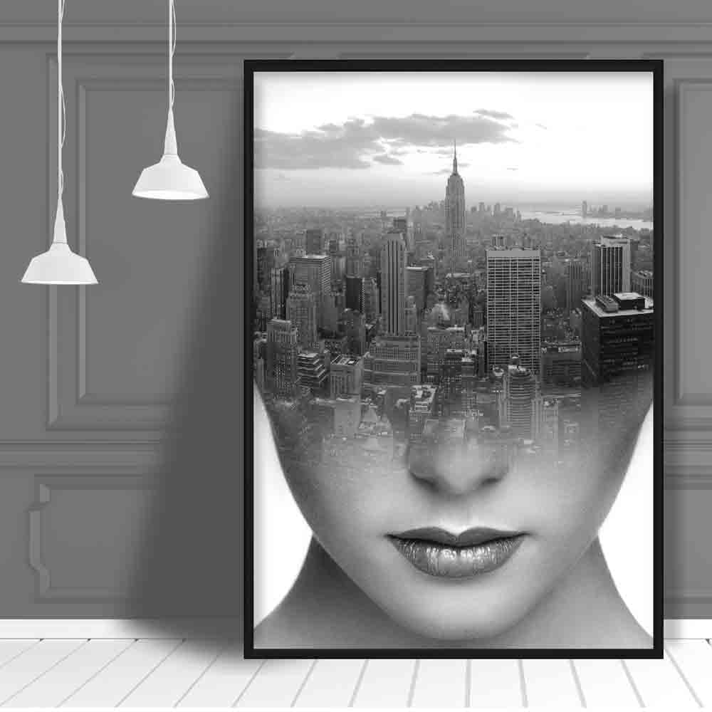 Black & White Abstract Photo Woman City Print