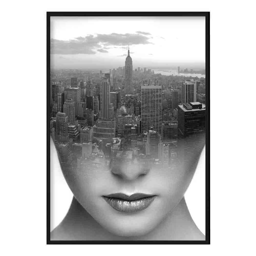 Black & White Abstract Photo Woman City Print