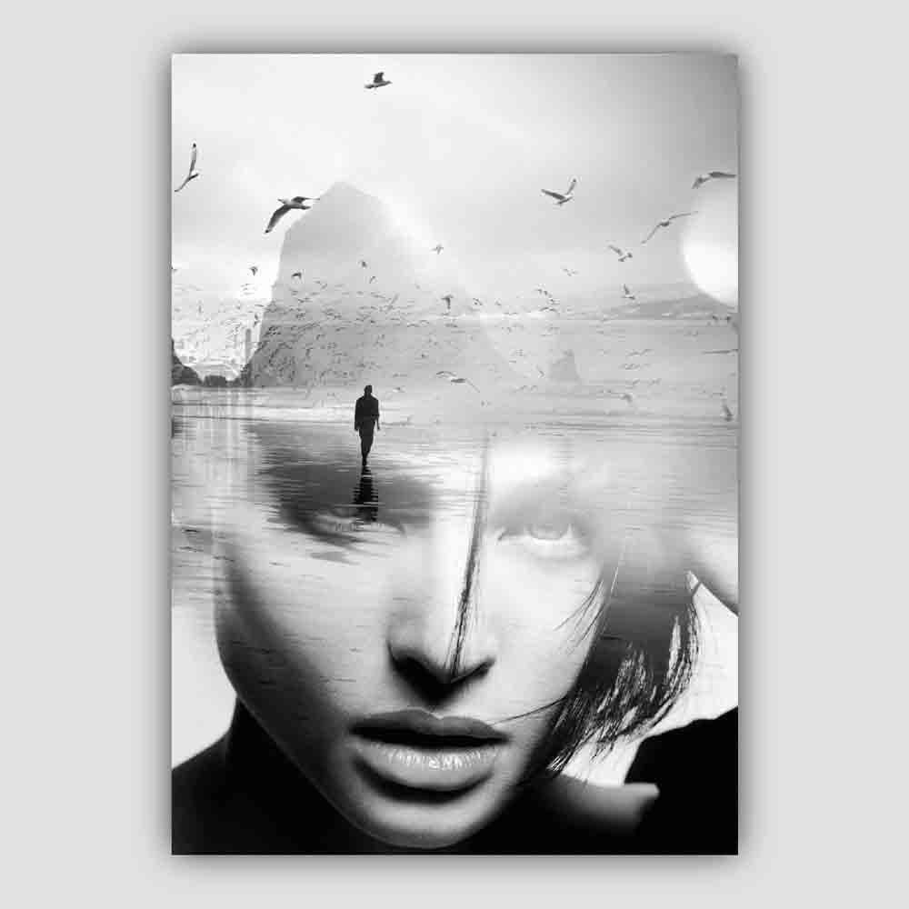 Black & White Abstract Photo Woman Sea Print