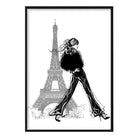 Fashionista walking in Paris Eiffel Tower Sketch Print