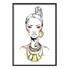 Black & Yellow Pen & Ink Sketch Woman Face 1