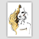 Black & Yellow Pen & Ink Sketch Woman Face 4