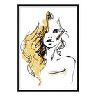 Black & Yellow Pen & Ink Sketch Woman Face 4
