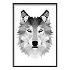 Geometric Poly Black and Grey Wolf Head Poster