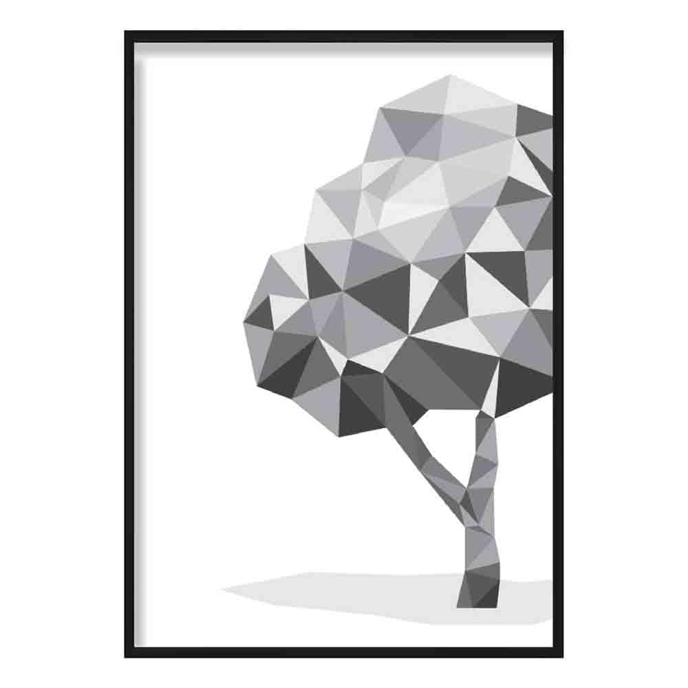 Geometric Poly Black and Grey Tree 2 Poster