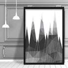 Geometric Poly Black and Grey Mountains Poster