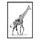 Geometric Poly Black and Grey Giraffe Poster