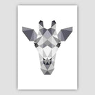 Geometric Poly Black and Grey Giraffe Head Poster