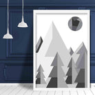 Geometric Poly Black and Grey Forest Poster