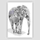 Geometric Poly Black and Grey Elephant Poster