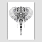 Geometric Poly Black and Grey Elephant Head Poster