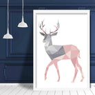 Geometric Poly Blush Pink and Grey Stag Poster