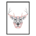 Geometric Poly Blush Pink and Grey Stag Head Poster