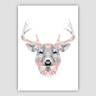 Geometric Poly Blush Pink and Grey Stag Head Poster