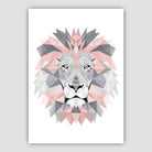 Geometric Poly Blush Pink and Grey Lion Head Poster