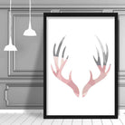 Geometric Poly Blush Pink and Grey Stag AntlersPoster