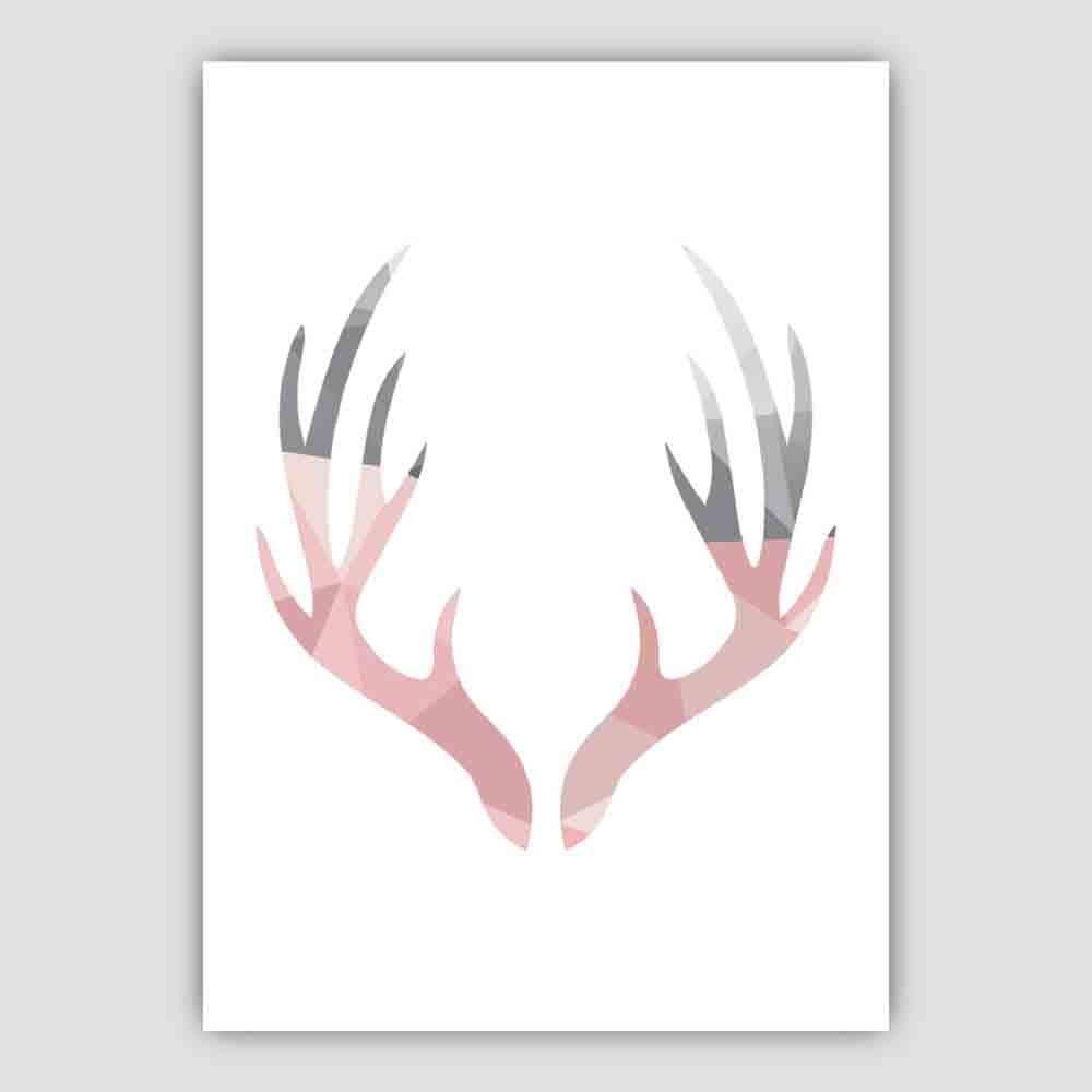 Geometric Poly Blush Pink and Grey Stag AntlersPoster