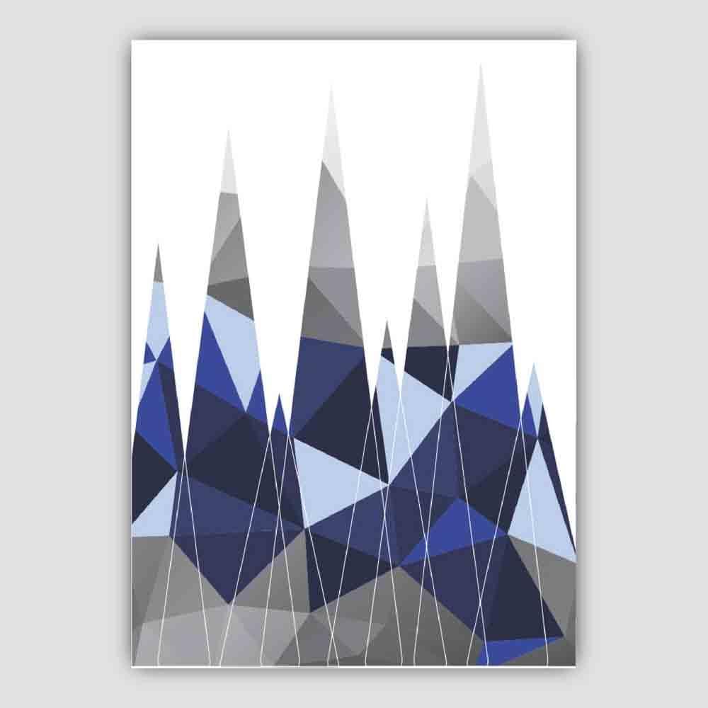 Geometric Poly Navy Blue and Grey Mountains Poster