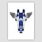 Geometric Poly Navy Blue and Grey Giraffe Head Poster