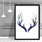 Geometric Poly Navy Blue and Grey Stag Antlers Poster