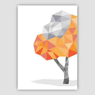 Geometric Poly Orange and Grey Tree 2 Poster