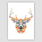 Geometric Poly Orange and Grey Stag Head Poster