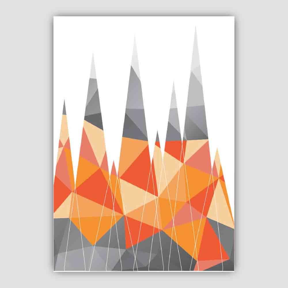 Geometric Poly Orange and Grey Mountains Poster