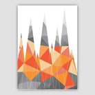 Geometric Poly Orange and Grey Mountains Poster