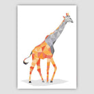 Geometric Poly Orange and Grey Giraffe Poster