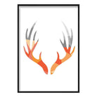 Geometric Poly Orange and Grey Stag Antlers Poster