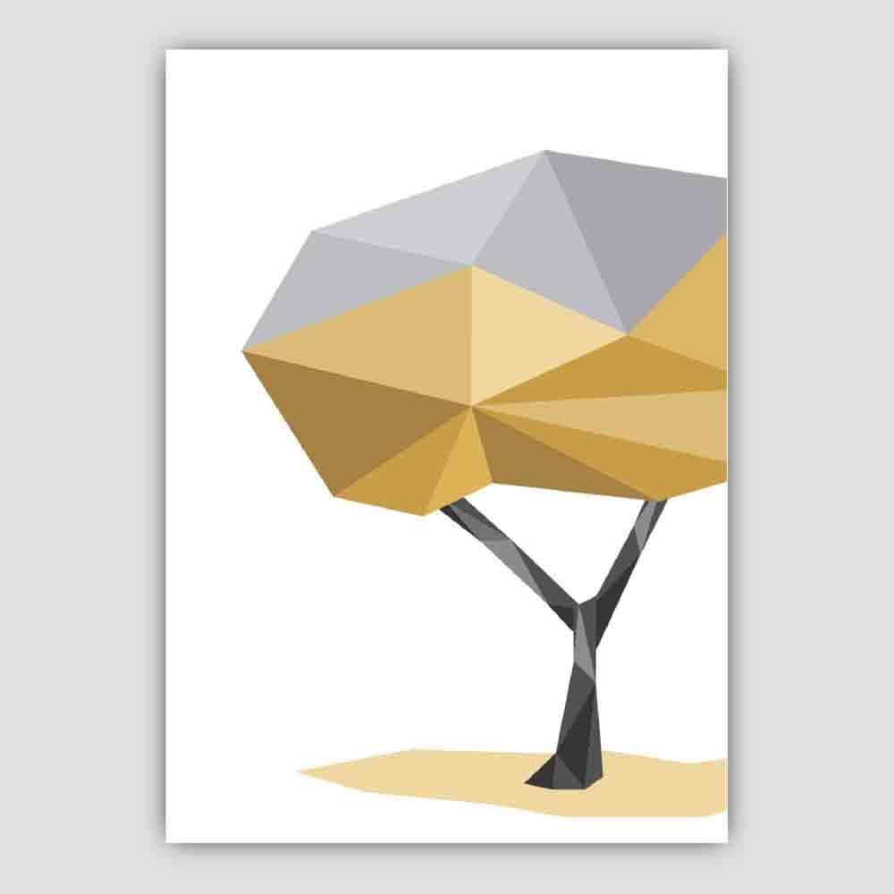 Geometric Poly Yellow and Grey Tree Poster