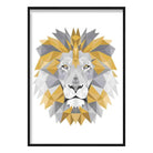 Geometric Poly Yellow and Grey Lion Head Poster