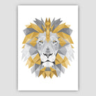 GEOMETRIC Set of 3 Yellow & Grey Art Prints Animal Heads Wolf Stag Lion