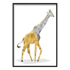 Geometric Poly Yellow and Grey Giraffe Poster