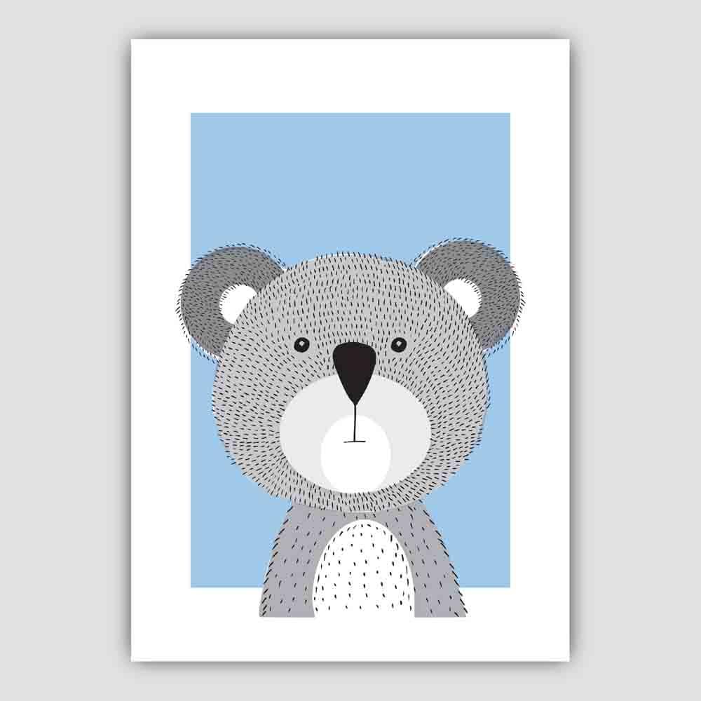 Koala Sketch Style Nursery Baby Blue Poster