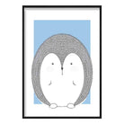 Hedgehog Sketch Style Nursery Baby Blue Poster